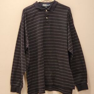 Dark Blue "Vintage Striped Polo Long Sleeve"